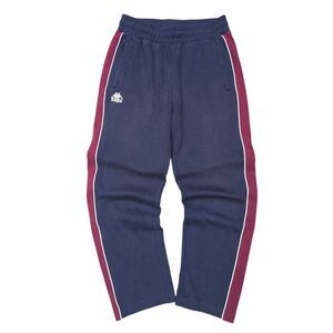 Vintage Kappa Track Pants Men's L Navy Blue Maroon Side Stripe Embroidered Logo